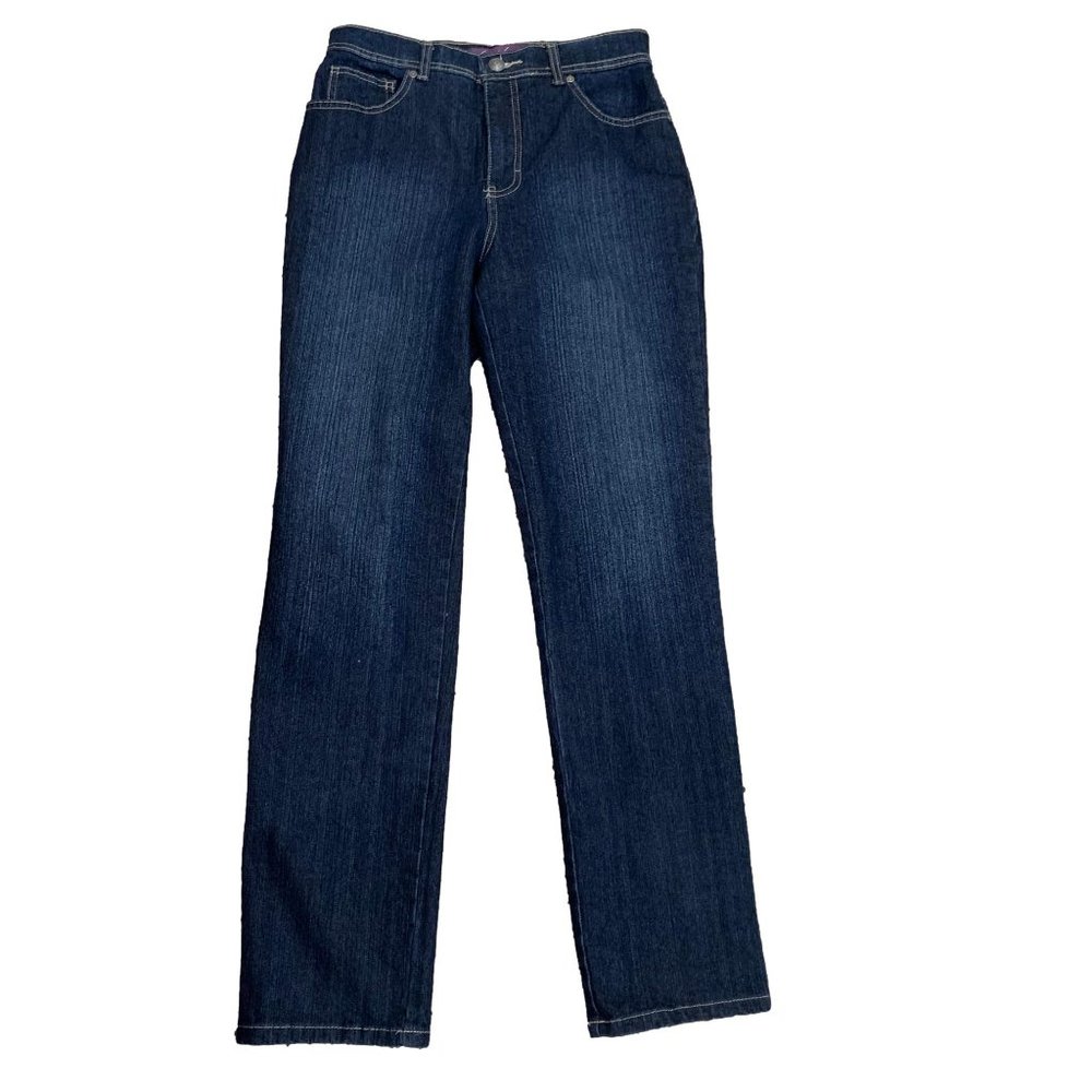 Gloria Vanderbilt Amanda Womens Jeans Size 6 Dark Wash Stretch Back Pocket Flaps
